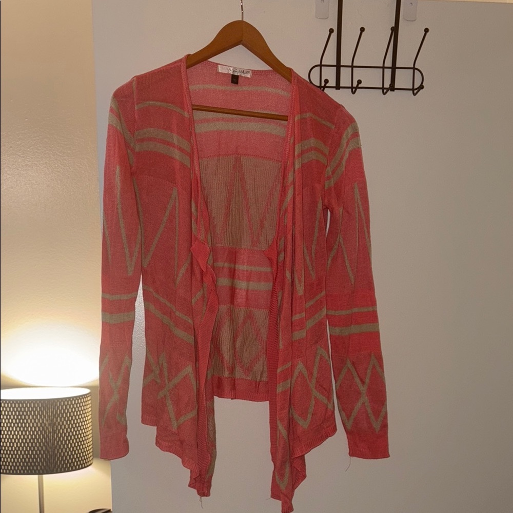 Pink and Tan Women's Sweater